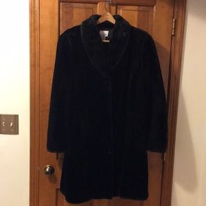 RARE PRISTINE Juicy Couture East 5th RICH BLACK Faux Fur COAT Full Length
